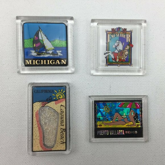 Refrigerator Souvenir Magnets Las Vegas Long Beach Michigan Puerto Vallarta - Picture 1 of 12